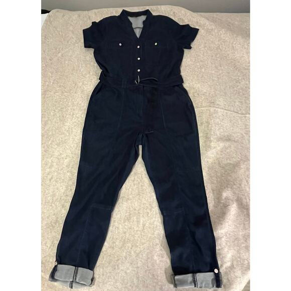 White House Black Market Short Sleeve Jean Jumber Size 12 - Picture 1 of 11